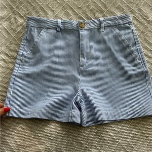 Copper Key Blue and White Pinstripe Kids' Shorts